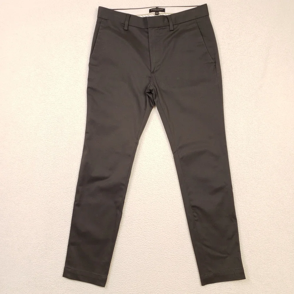 Banana Republic Chino Pants Mens 28x30 Gray Fulton Skinny Fit Stretch Cotton